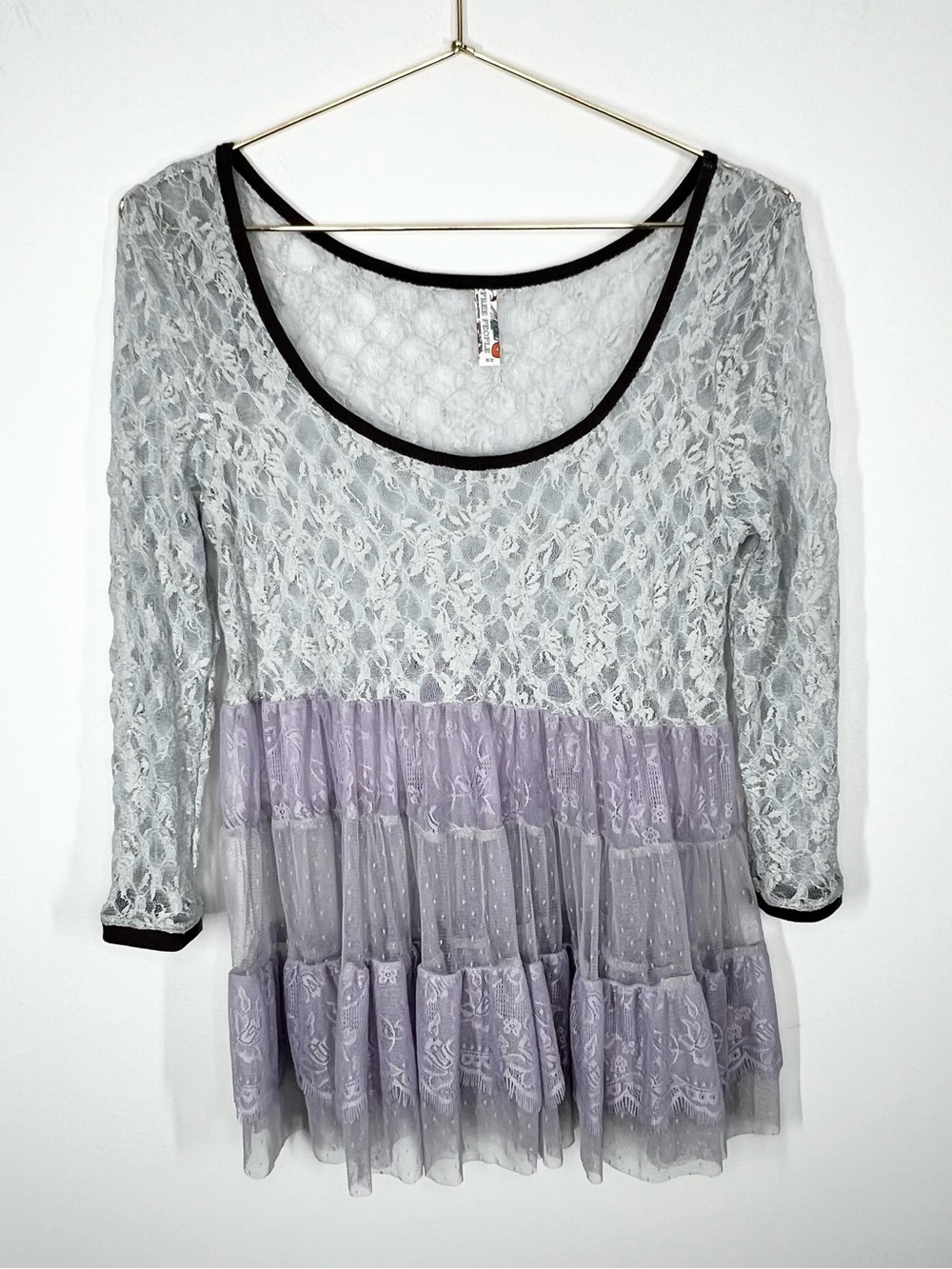 Free People Queen Anne Lace Tiered Blouse Fairycore Small